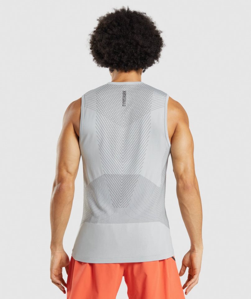 Men's Gymshark Apex Seamless Tanks Light Grey | CA 31A867